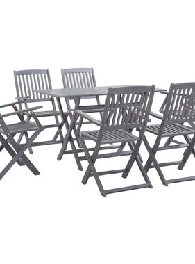 VidaXL 7-delige Tuinset massief acaciahout grijs