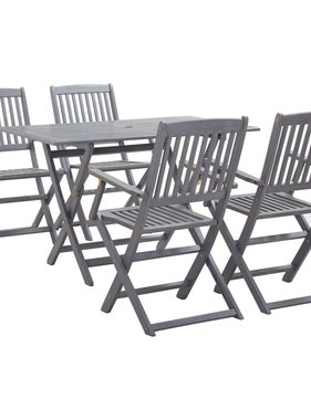VidaXL 5-delige Tuinset massief acaciahout grijs
