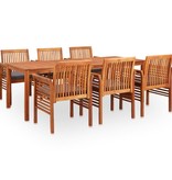 VidaXL 7-delige Tuinset met kussens massief acaciahout