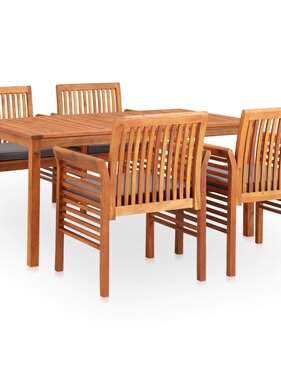 VidaXL 5-delige Tuinset met kussens massief acaciahout