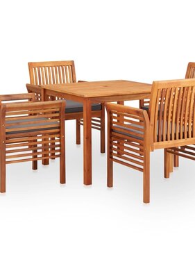 VidaXL 5-delige Tuinset met kussens massief acaciahout