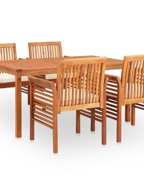 VidaXL 5-delige Tuinset met kussens massief acaciahout