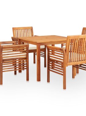 VidaXL 5-delige Tuinset met kussens massief acaciahout