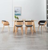 vidaXL Eetkamerstoelen 6 st gebogen hout en kunstleer zwart