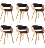 VidaXL Eetkamerstoelen 6 st gebogen hout en kunstleer zwart