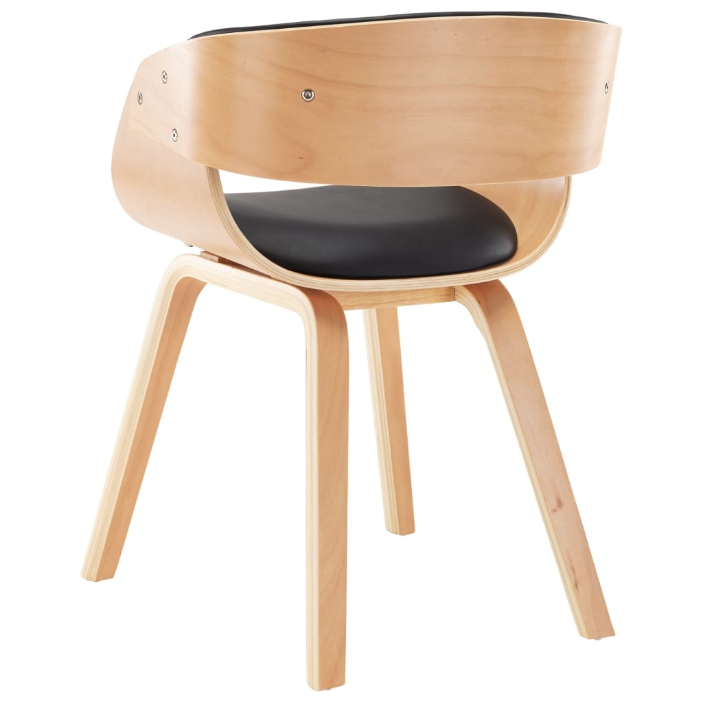 vidaXL Eetkamerstoelen 6 st gebogen hout en kunstleer zwart