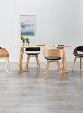 VidaXL Eetkamerstoelen 4 st gebogen hout en kunstleer zwart