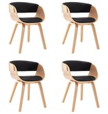VidaXL Eetkamerstoelen 4 st gebogen hout en kunstleer zwart