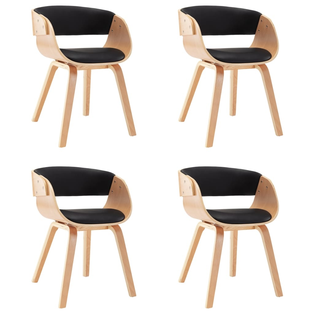 VidaXL Eetkamerstoelen 4 st gebogen hout en kunstleer zwart