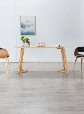 VidaXL Eetkamerstoelen 2 st gebogen hout en kunstleer zwart