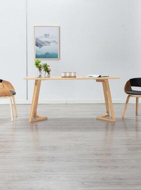 vidaXL Eetkamerstoelen 2 st gebogen hout en kunstleer zwart