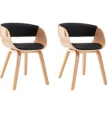 vidaXL Eetkamerstoelen 2 st gebogen hout en kunstleer zwart