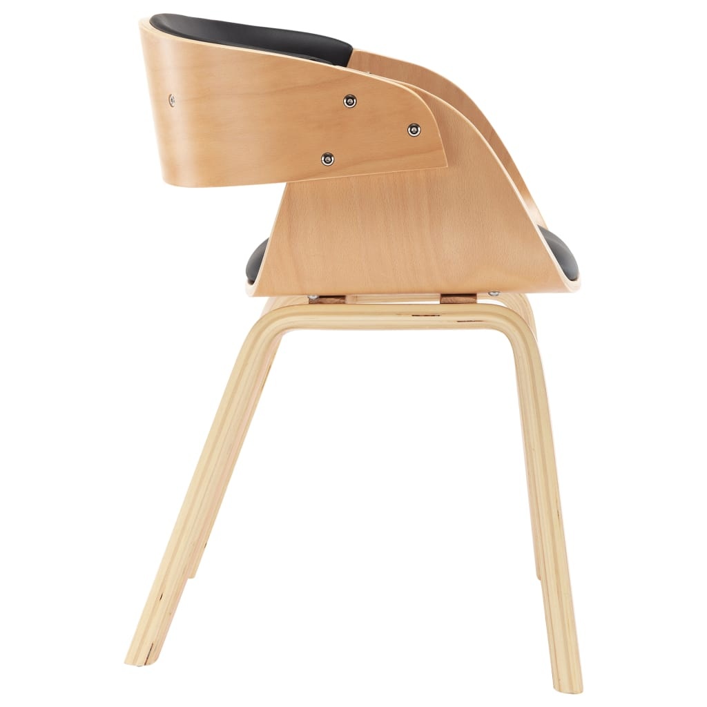 VidaXL Eetkamerstoelen 2 st gebogen hout en kunstleer zwart