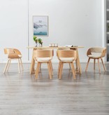 vidaXL Eetkamerstoelen 6 st gebogen hout en kunstleer crème