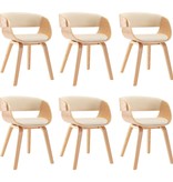 VidaXL Eetkamerstoelen 6 st gebogen hout en kunstleer crème