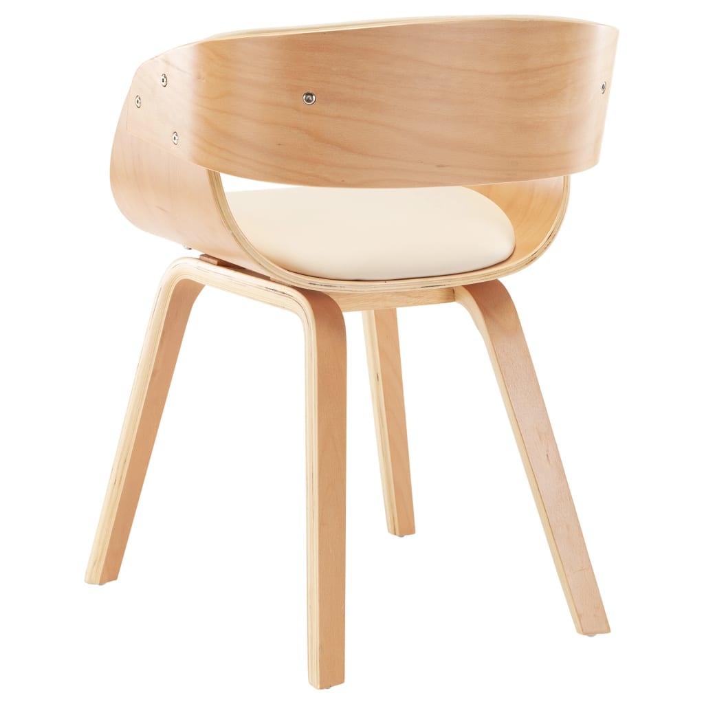 vidaXL Eetkamerstoelen 6 st gebogen hout en kunstleer crème