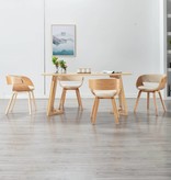 vidaXL Eetkamerstoelen 4 st gebogen hout en kunstleer crème