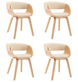 VidaXL Eetkamerstoelen 4 st gebogen hout en kunstleer crème