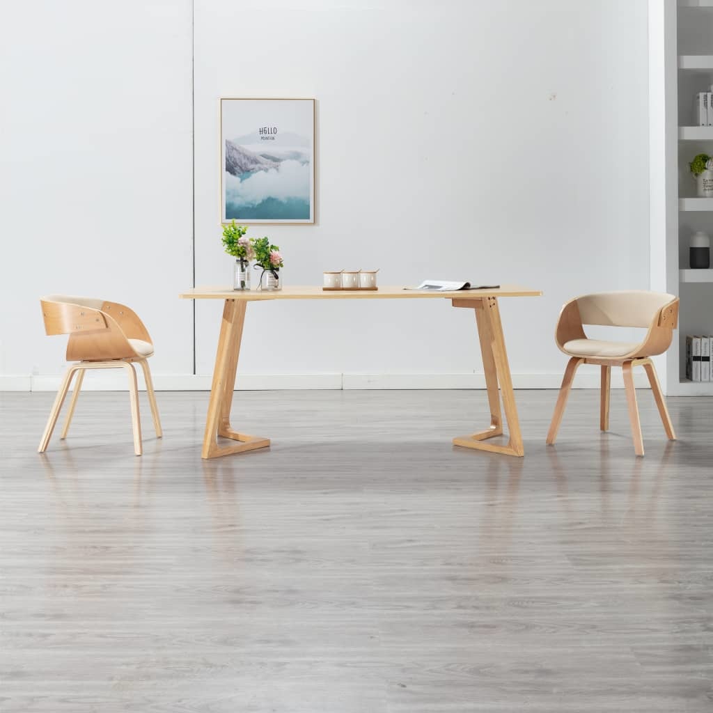 vidaXL Eetkamerstoelen 2 st gebogen hout en kunstleer crème