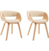 VidaXL Eetkamerstoelen 2 st gebogen hout en kunstleer crème