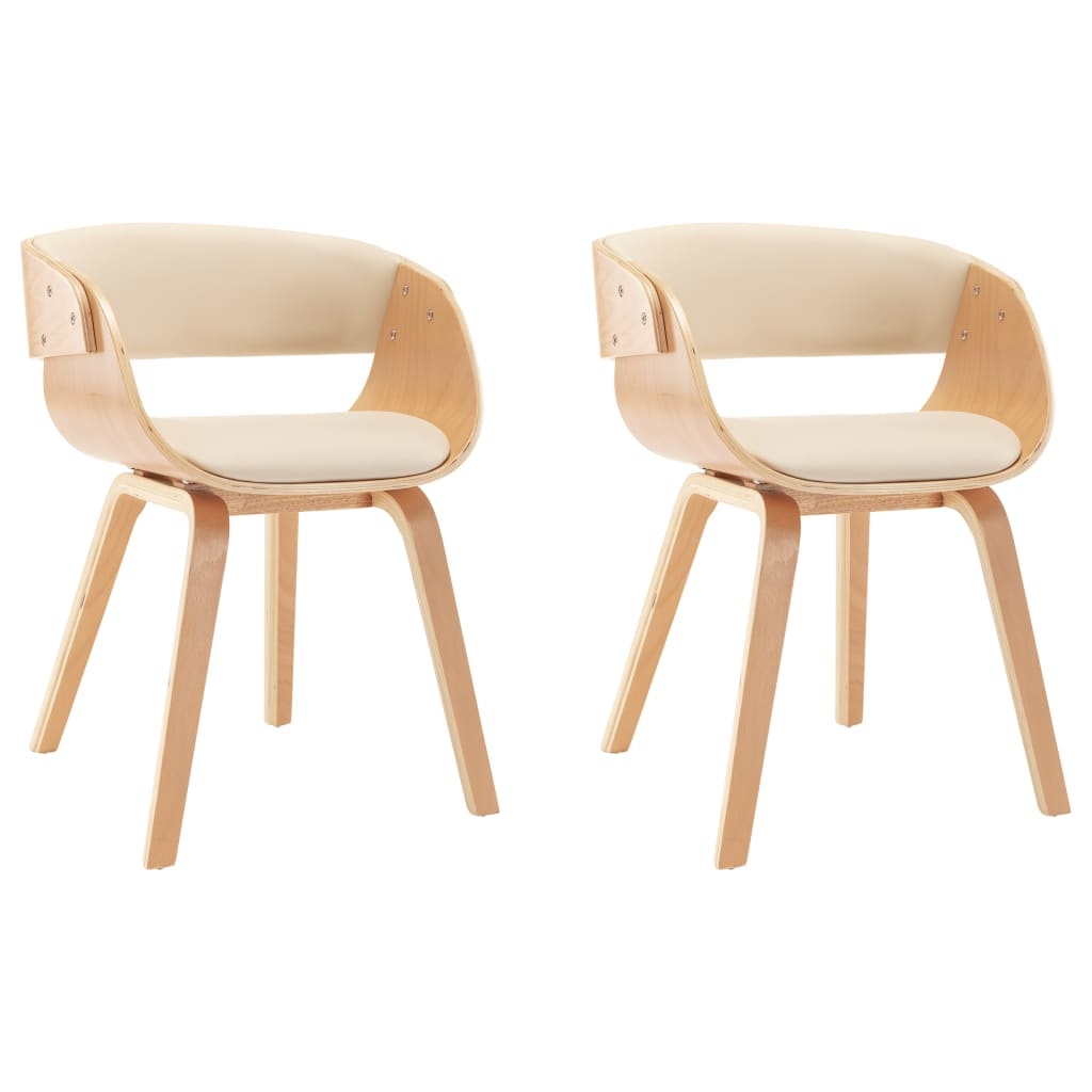 VidaXL Eetkamerstoelen 2 st gebogen hout en kunstleer crème
