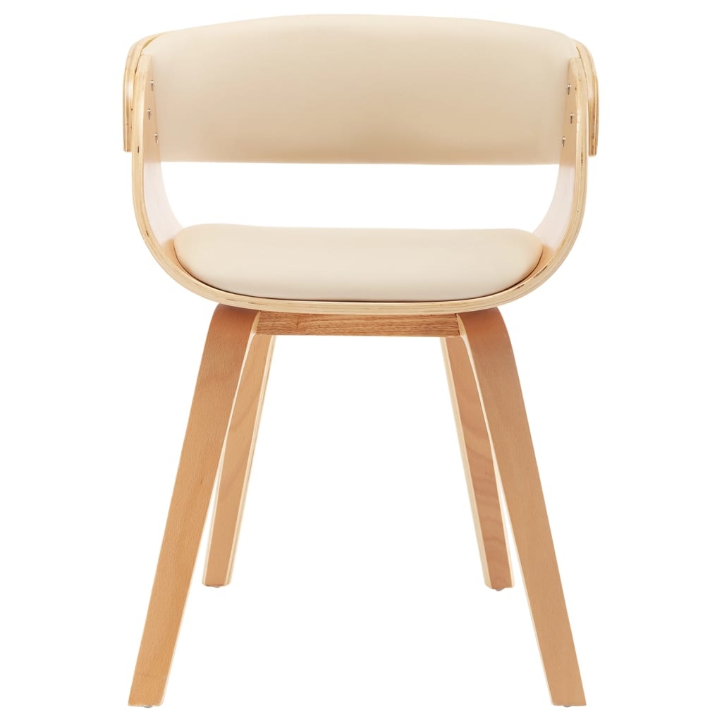 VidaXL Eetkamerstoelen 2 st gebogen hout en kunstleer crème