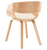 VidaXL Eetkamerstoelen 2 st gebogen hout en kunstleer crème