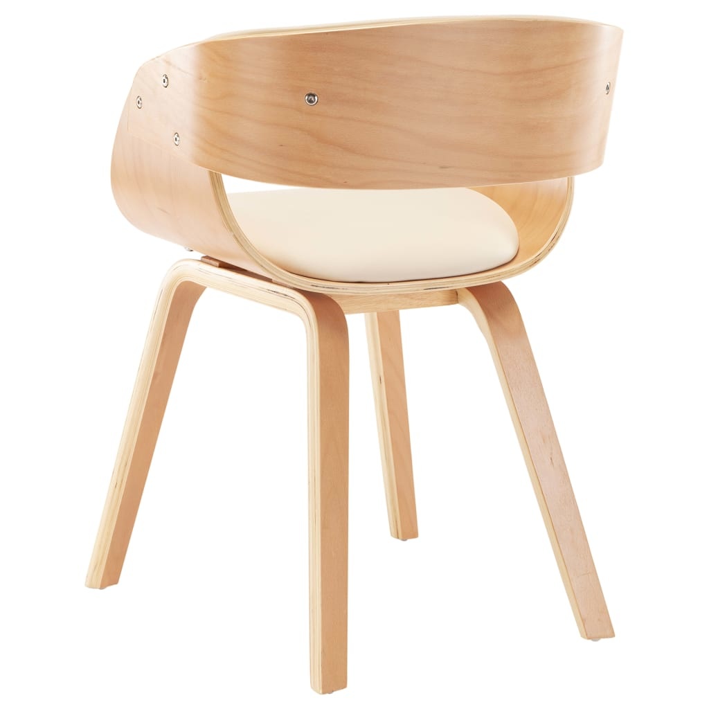 VidaXL Eetkamerstoelen 2 st gebogen hout en kunstleer crème