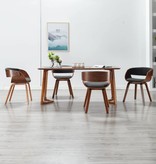 vidaXL Eetkamerstoelen 4 st gebogen hout en stof grijs