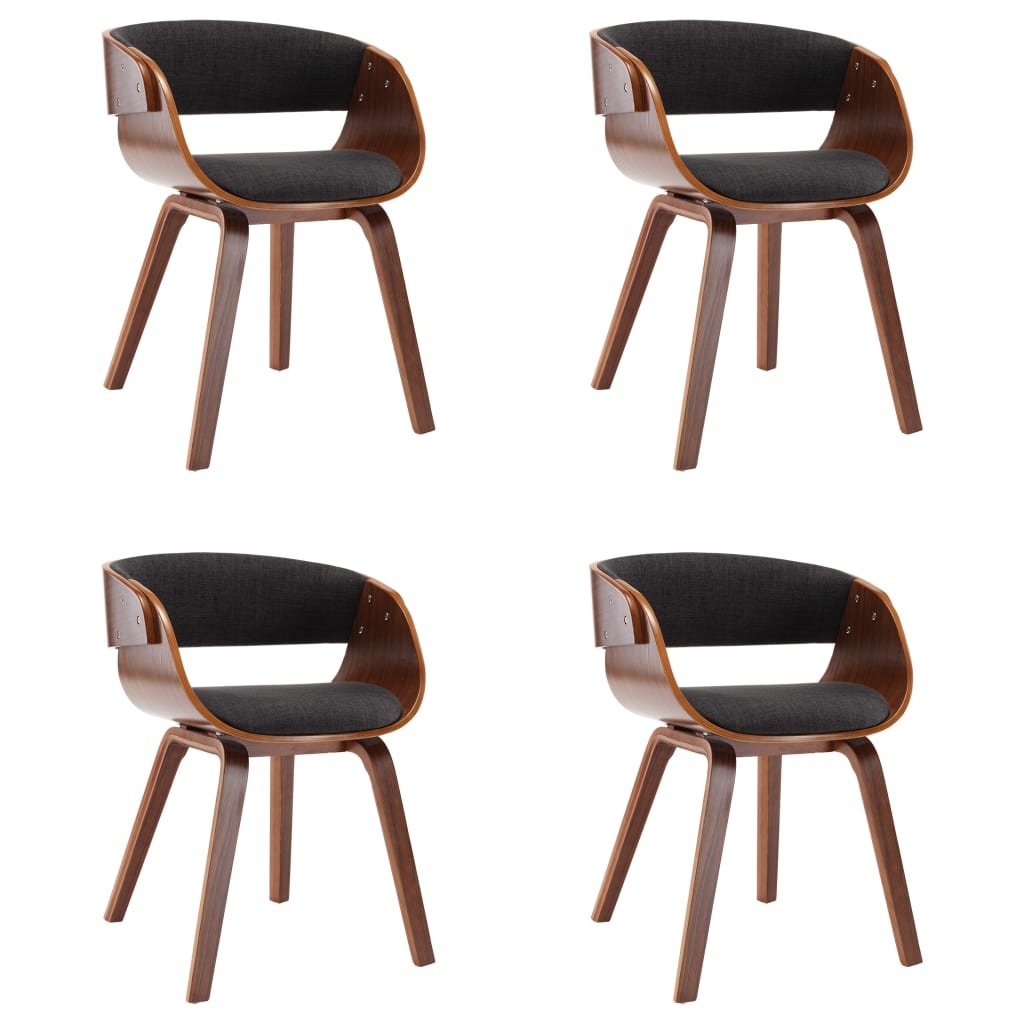 VidaXL Eetkamerstoelen 4 st gebogen hout en stof grijs