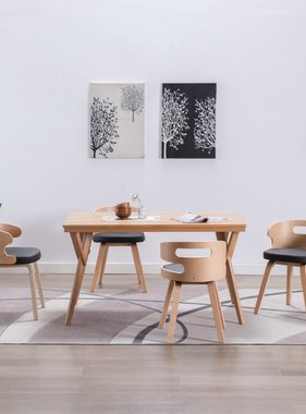 vidaXL Eetkamerstoelen 4 st gebogen hout en kunstleer zwart