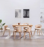 vidaXL Eetkamerstoelen 6 st gebogen hout en kunstleer crème