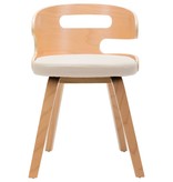 vidaXL Eetkamerstoelen 6 st gebogen hout en kunstleer crème