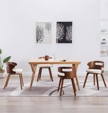 vidaXL Eetkamerstoelen 4 st gebogen hout en kunstleer crème