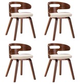 VidaXL Eetkamerstoelen 4 st gebogen hout en kunstleer crème