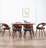 VidaXL Eetkamerstoelen 6 st gebogen hout en stof donkergrijs