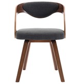 vidaXL Eetkamerstoelen 6 st gebogen hout en stof donkergrijs