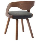 vidaXL Eetkamerstoelen 6 st gebogen hout en stof donkergrijs