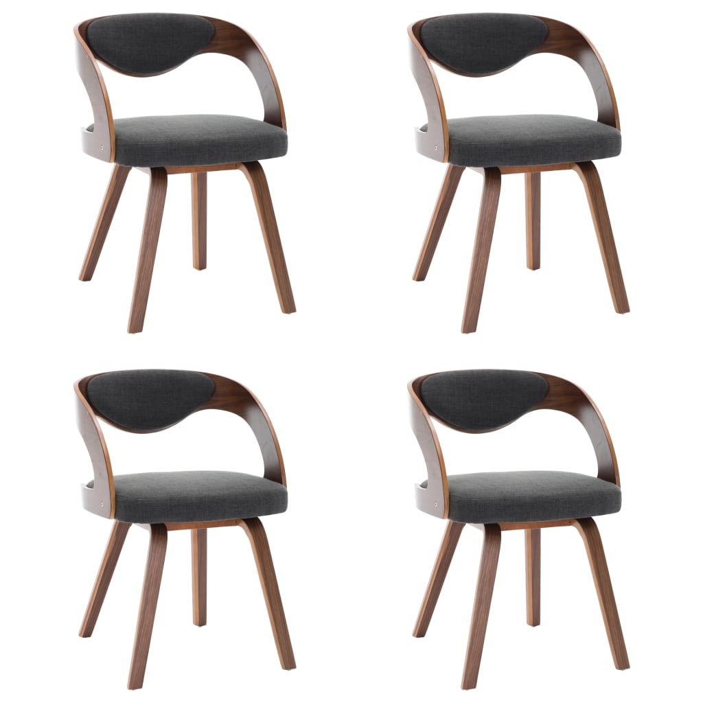 VidaXL Eetkamerstoelen 4 st gebogen hout en stof donkergrijs