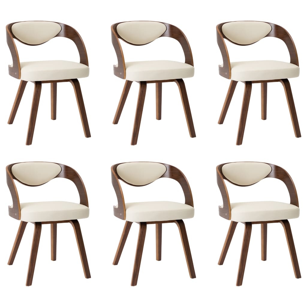 VidaXL Eetkamerstoelen 6 st gebogen hout en kunstleer crème
