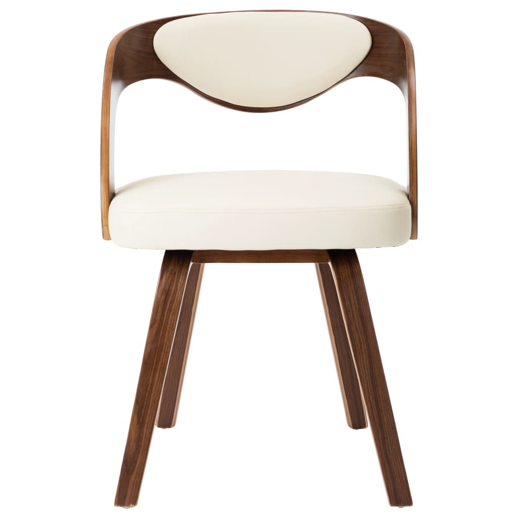 vidaXL Eetkamerstoelen 6 st gebogen hout en kunstleer crème