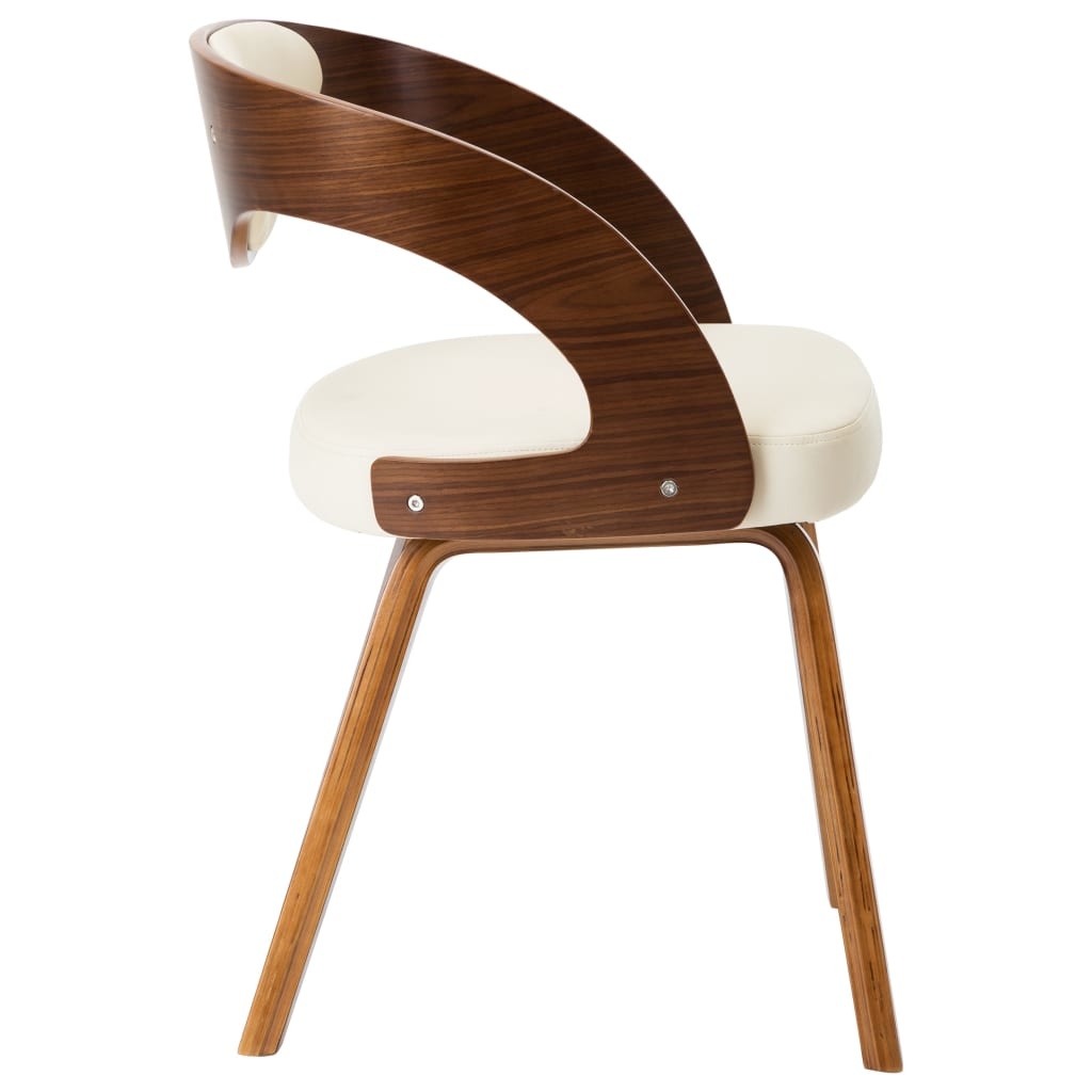 vidaXL Eetkamerstoelen 6 st gebogen hout en kunstleer crème