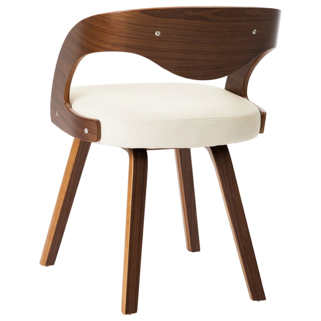 vidaXL Eetkamerstoelen 6 st gebogen hout en kunstleer crème