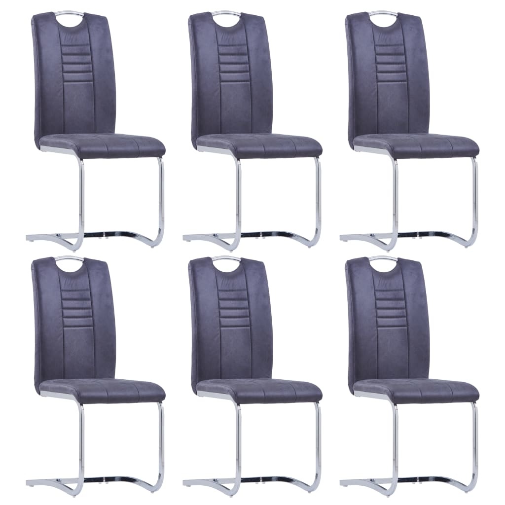 VidaXL Eetkamerstoelen 6 st kunstsuède grijs