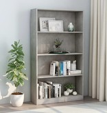 vidaXL Boekenkast met 4 schappen 80x24x142 cm spaanplaat betongrijs