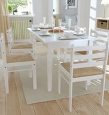 VidaXL Eetkamerstoelen 6 st massief hout en fluweel wit