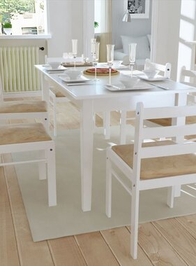 VidaXL Eetkamerstoelen 6 st massief hout en fluweel wit