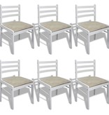 VidaXL Eetkamerstoelen 6 st massief hout en fluweel wit