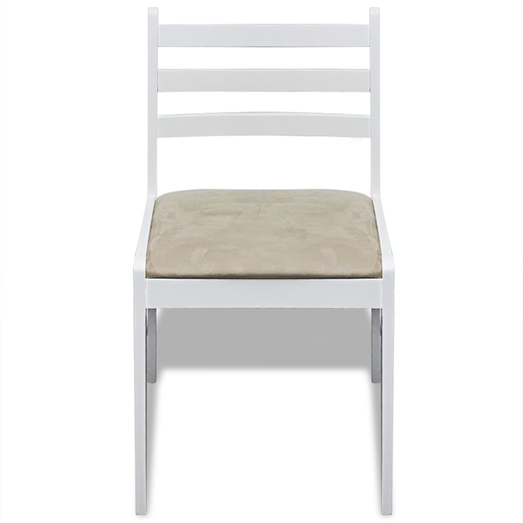 VidaXL Eetkamerstoelen 6 st massief hout en fluweel wit