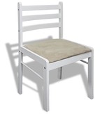 VidaXL Eetkamerstoelen 6 st massief hout en fluweel wit